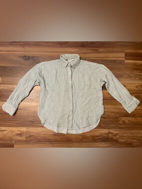 Lou and Grey 100% Cotton Muslin Striped Button Down | women's small petite